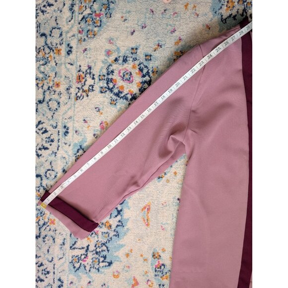 Vintage Anthony Richards Open Front Pink Blazer with Burgundy Trim Size 12 - Picture 10 of 11